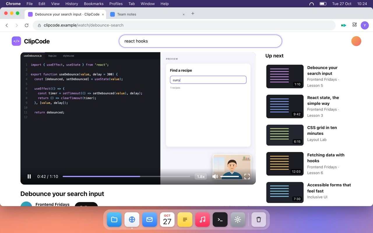 Typing in a site's search box while the video keeps playing